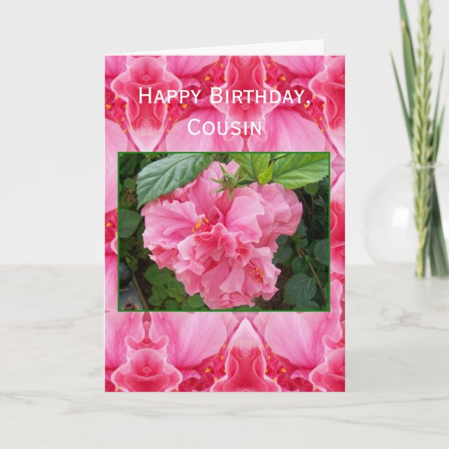 Carte Hibiscus Cousin Personnalisé Anniversaire (Devant)