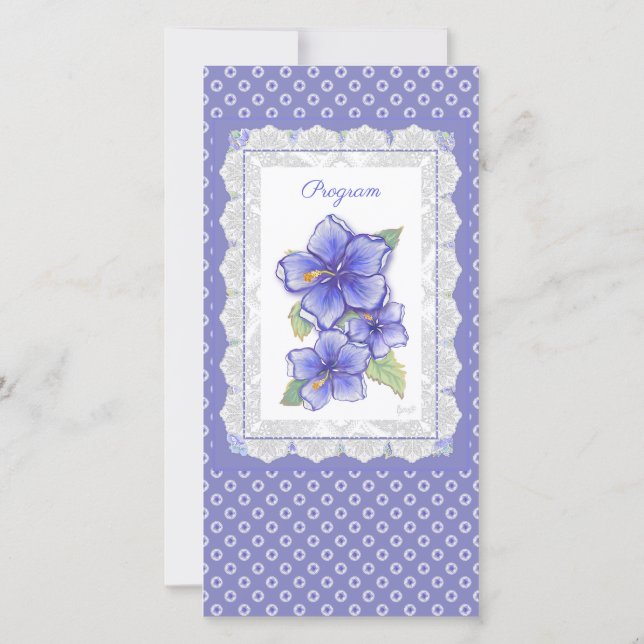 Carte Hibiscus & dentelle BLEU (Dos)