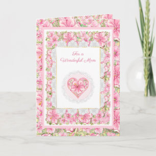 Carte Hibiscus & dentelle PINK