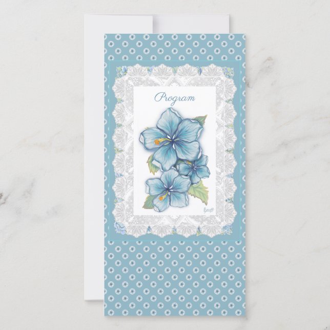 Carte Hibiscus & dentelle TURQUOISE (Dos)