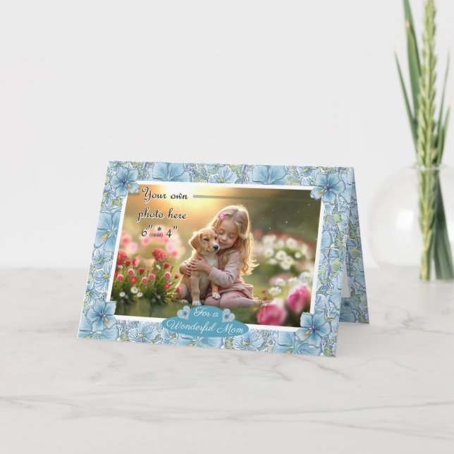 Carte Hibiscus & dentelle TURQUOISE (Devant)