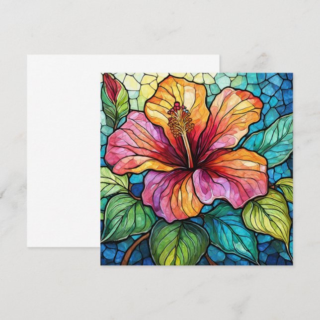 Carte hibiscus en verre tendu (Devant / Derrière)