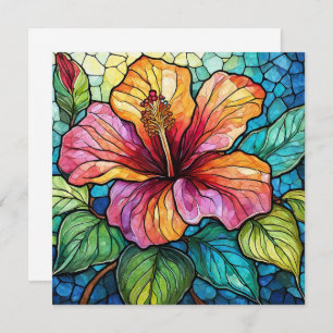 Carte hibiscus en verre tendu