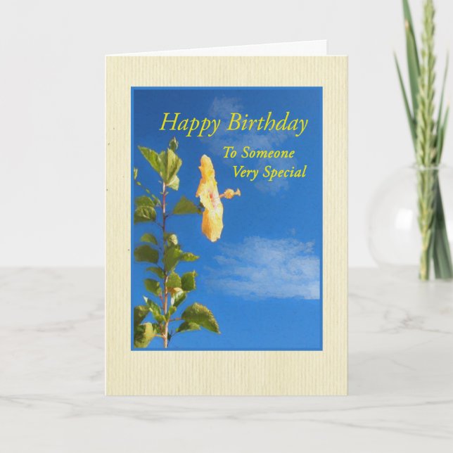 Carte Hibiscus jaune Anniversaire pour quelqu'un très sp (Devant)