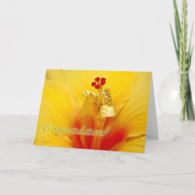 Carte Hibiscus Jaune Félicitations (Devant)