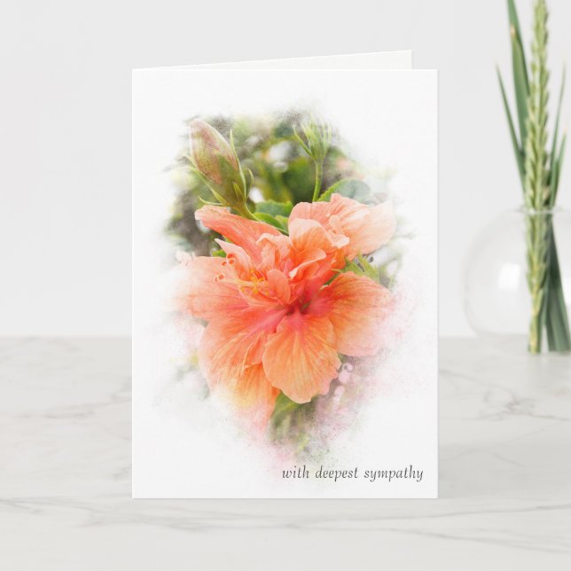Carte hibiscus orange pour sympathie (Devant)