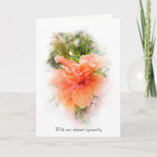 Carte hibiscus orange pour sympathie