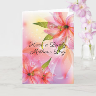 Carte Hibiscus rose Fleur maman Jolie fête des mères