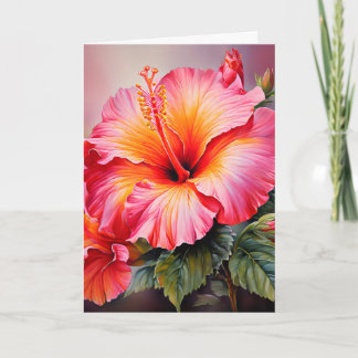 Carte Hibiscus Style Aquarelle Personnalisable