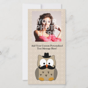 Carte Hibou avec Moustache et Casquette