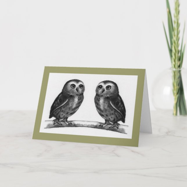 Carte Hibou deux : Notre mariage une huée : Anniversaire (Devant)