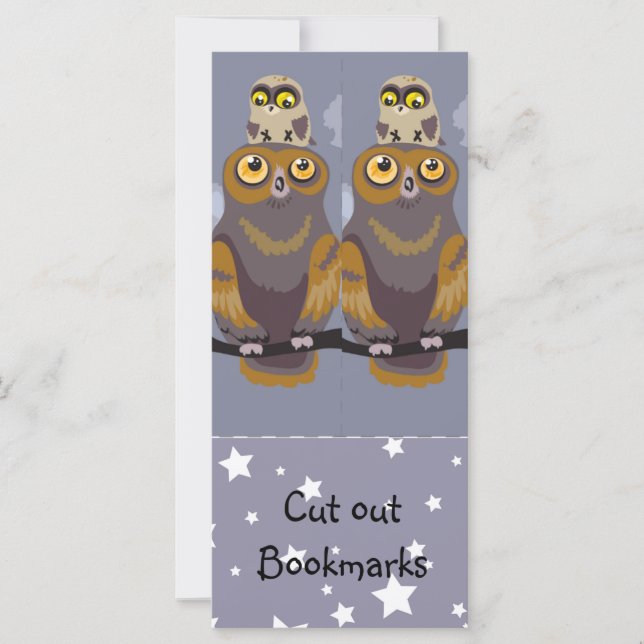 Carte Hibou et bébé ~ Signets coupés (Devant)