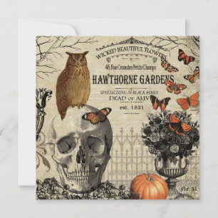 Carte Hibou et crâne vintages modernes de Halloween