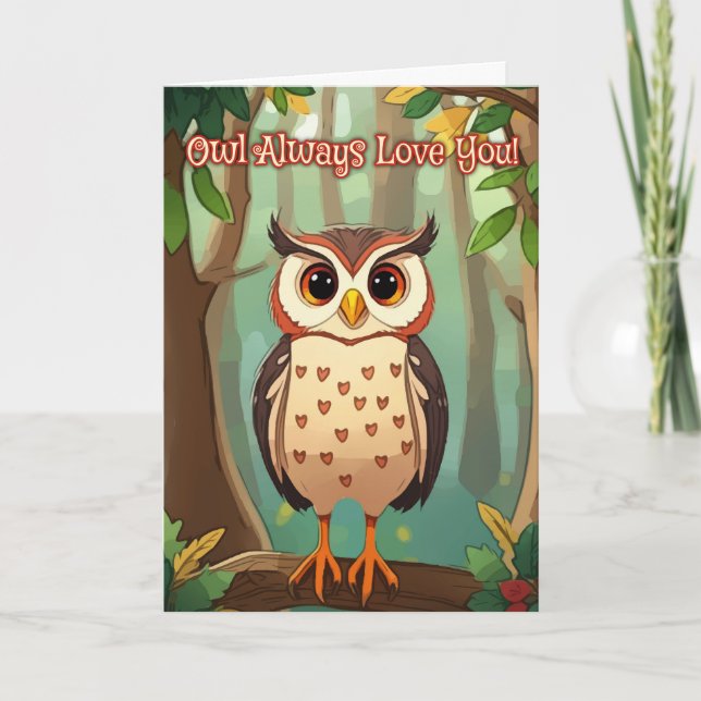 Carte Hibou je t'aimerai toujours ! (Devant)