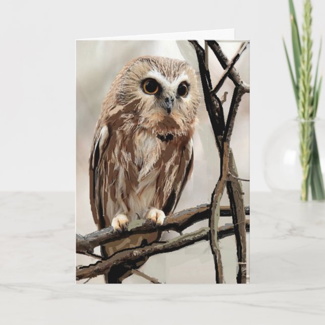 Carte Hibou pensant à vous (Devant)