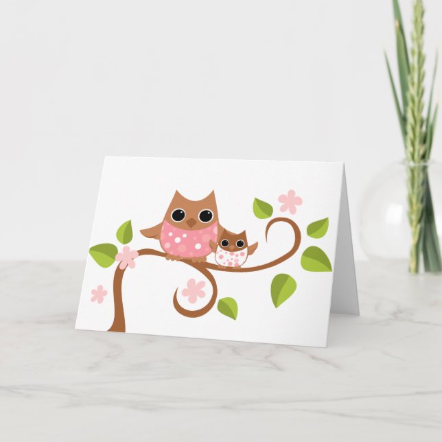 Carte Hiboux maman et bébé (Devant)