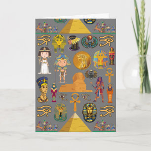 Carte Hiéroglyphe égyptien antique - Motif Pharaon