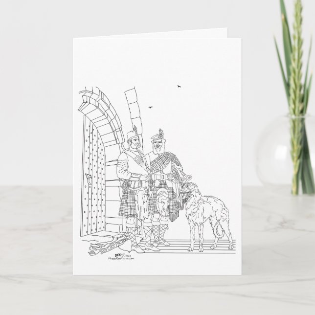 Carte Highlanders avec un Deerhound écossais (Devant)