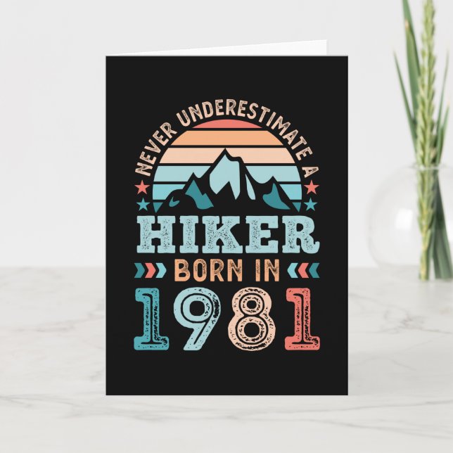 Carte Hiker né en 1981 40e anniversaire Randonnée Retro  (Devant)