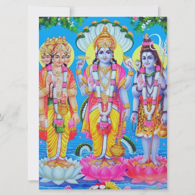 Carte Hindu Trinity Brahma Vishnu Shiva (Devant)