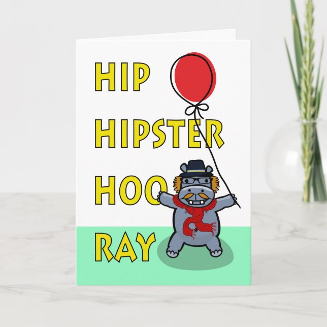 Carte Hip Hipster Hooray Anniversaire pour Ami (Devant)