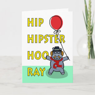 Carte Hip Hipster Hooray Anniversaire pour Ami