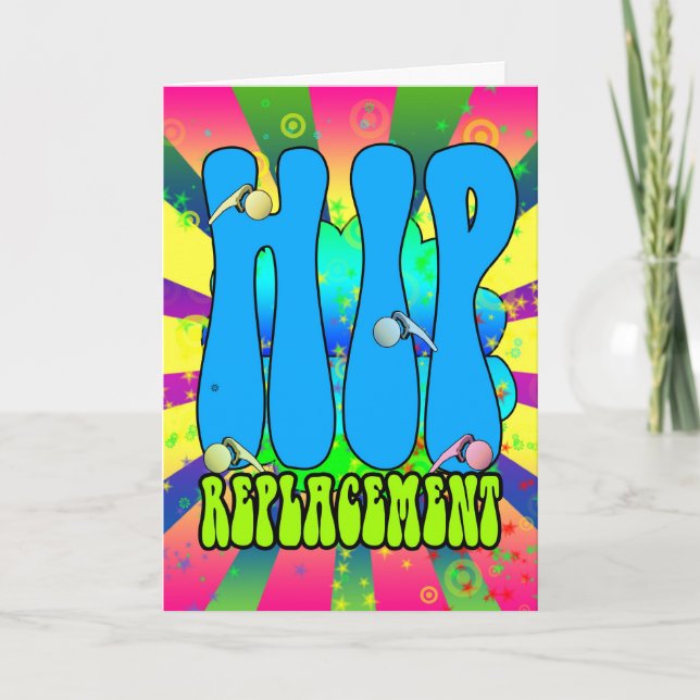 Carte Hip Replacement Hippie retro 60's card, psychedeli (Devant)