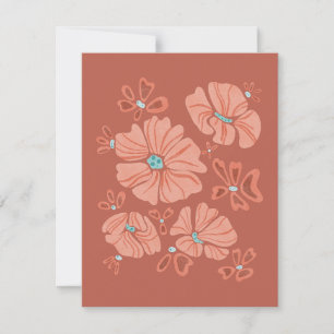 Carte Hippie Blooms : Artwork Abstrait Red Flower Power