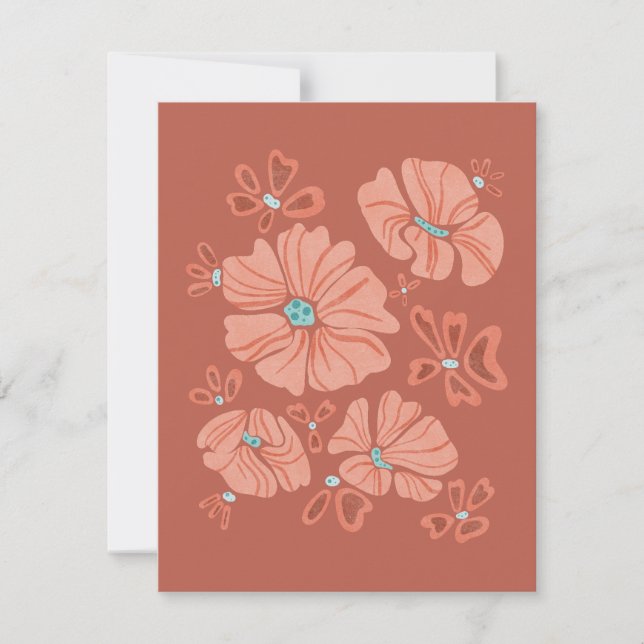 Carte Hippie Blooms : Artwork Abstrait Red Flower Power (Devant)