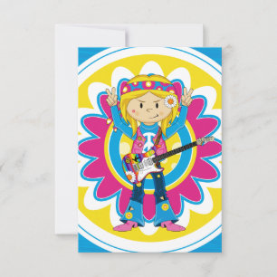 Carte Hippie fille avec guitare