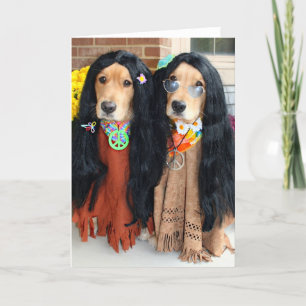 Carte Hippie Golden Retriever Halloween