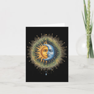 Carte Hippie mystique du Boho céleste du Soleil et de la