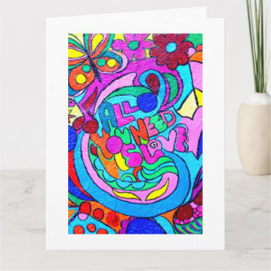 Carte Hippie paix super et amour