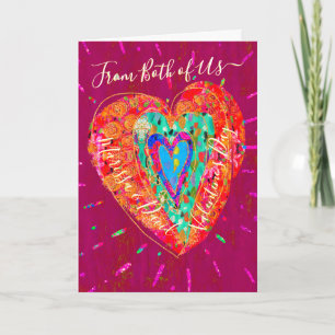 Carte Hippie rose Turquoise Coeur Valentines Jour