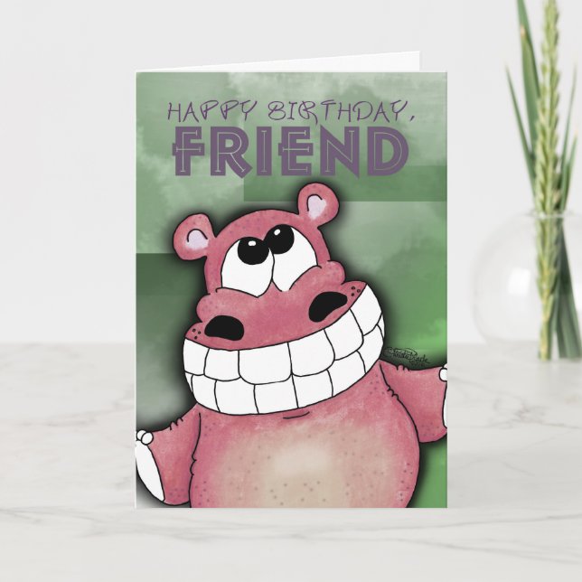 Carte Hippo-Anniversaire souriant (Devant)