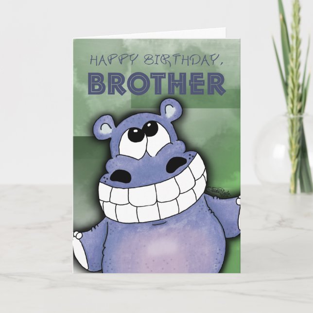 Carte Hippo-Anniversaire souriant (Devant)
