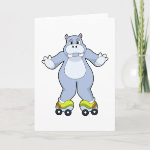 Carte Hippo avec patins à rouleaux