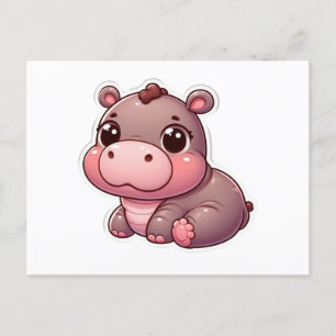 Carte Hippo bébé mignonne Moo Deng