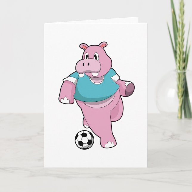Carte Hippo en tant que joueur de football avec ballon.P (Devant)