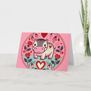 Carte Hippo Hippopotame de la Saint-Valentin