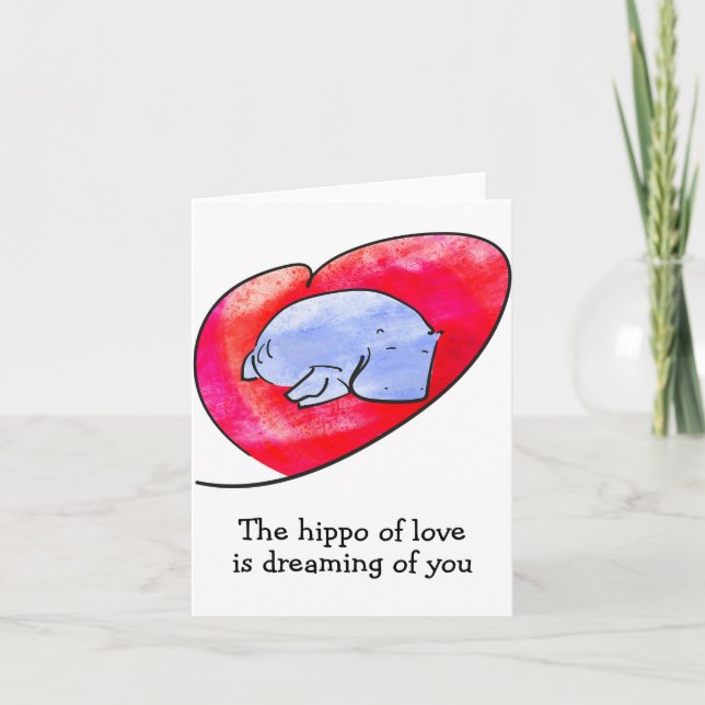Carte hippo romantique (Devant)