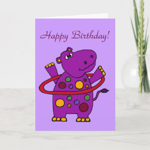 Carte Hippo violet amusant Jouer Hula Hoop
