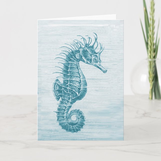Carte hippocampe turquoise (Devant)