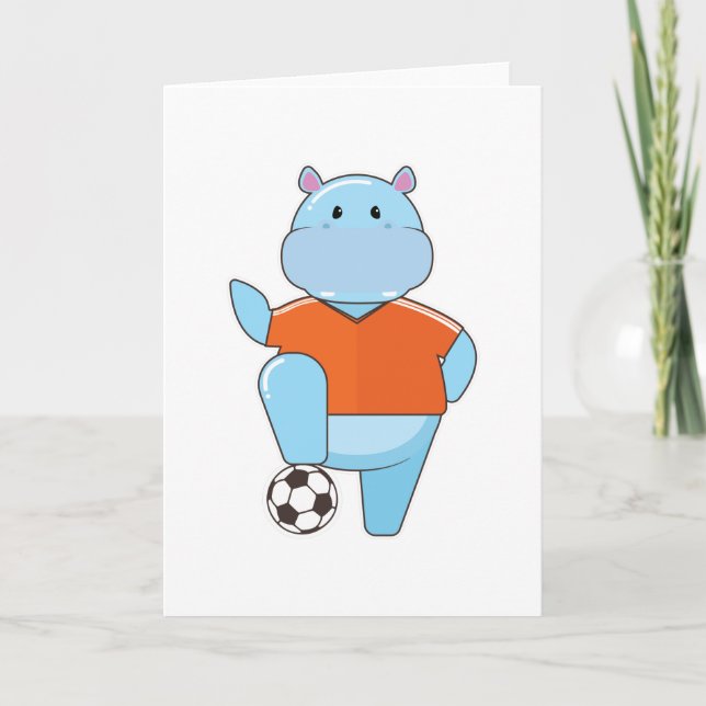 Carte Hippopotame en joueur de football avec ballon de f (Devant)
