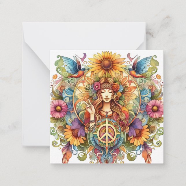 Carte Hippy colorée (Devant)