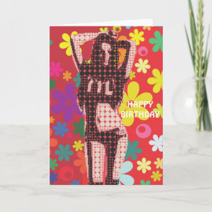Carte Hippy Flower enfant 60s thème anniversaire