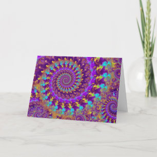 Carte Hippy Fracty Motif violet Turquoise & Jaune