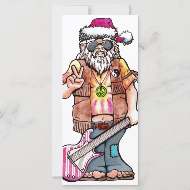 Carte Hippy Père Noël dit "Cool Yule" (Devant)