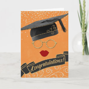 Carte Hipster Graduation Félicitations Lips Orange