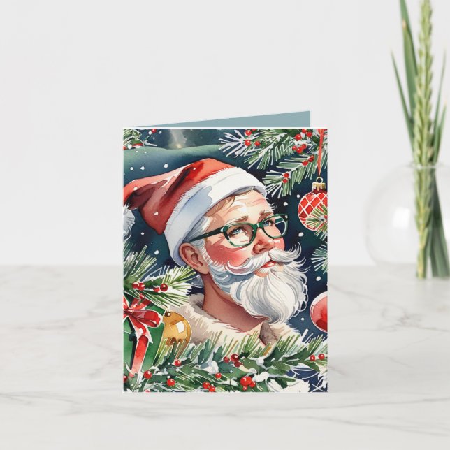 Carte Hipster Père Noël et Cocktail de Noël Recette Fête (Devant)